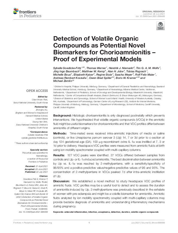 (PDF) Detection of Volatile Organic Compounds as Potential Novel ...