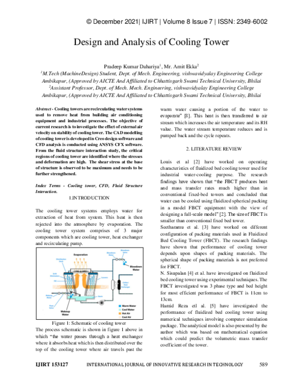 (PDF) Design and Analysis of Cooling Tower
