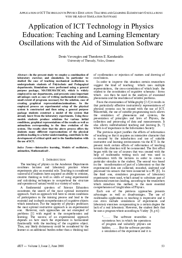 (PDF) Application of ICT Technology in Physics Education: Teaching and ...