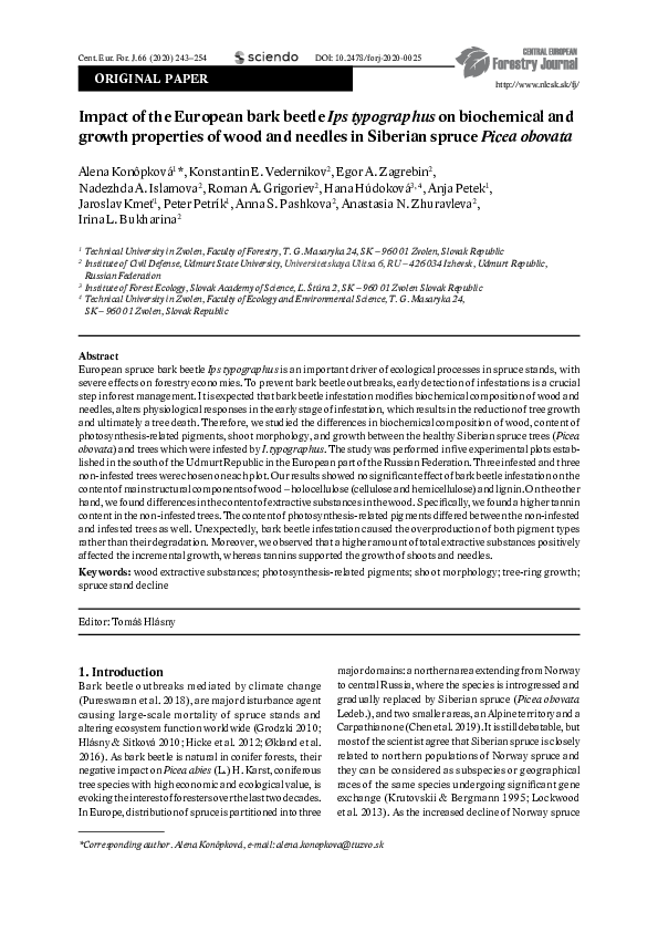 (PDF) Impact of the European bark beetle Ips typographus on biochemical ...