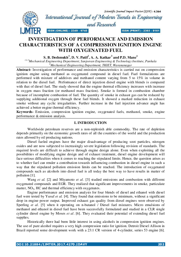 (PDF) Investigation of Performance and Emission Characteristics of a ...