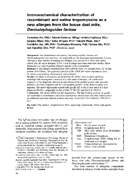 (PDF) Immunochemical characterization of recombinant and native ...