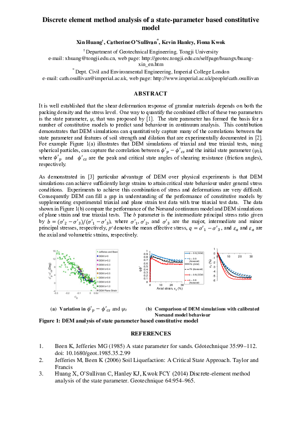 (PDF) Discrete element method analysis of a state-parameter based ...