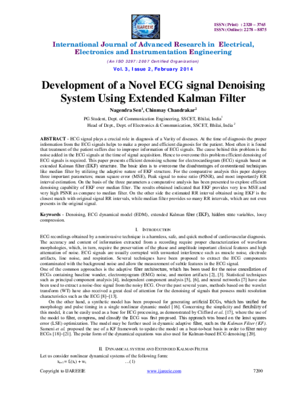 (PDF) Development of a novel ECG signal denoising system using extended ...