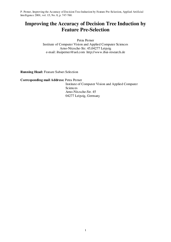 (PDF) Improving the accuracy of decision tree induction by feature ...