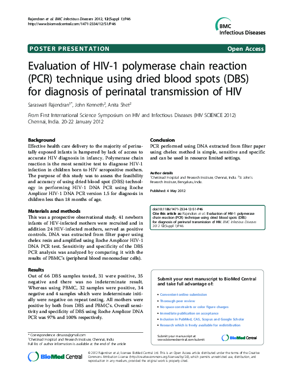 (PDF) Evaluation of HIV1 polymerase chain reaction (PCR) technique