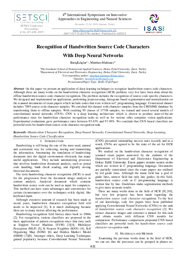 (PDF) Recognition of Handwritten Source Code Characters With Deep ...