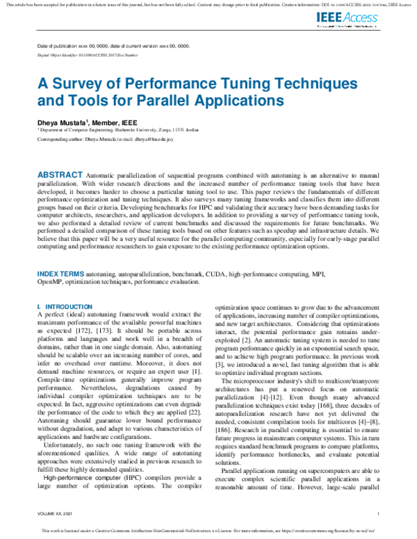 (PDF) A Survey of Performance Tuning Techniques and Tools for Parallel ...