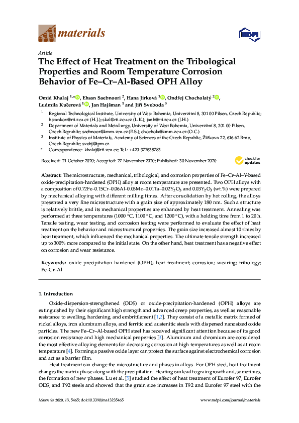 (PDF) The Effect of Heat Treatment on the Tribological Properties and ...