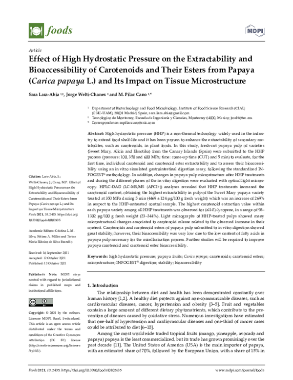 (PDF) Effect of High Hydrostatic Pressure on the Extractability and ...