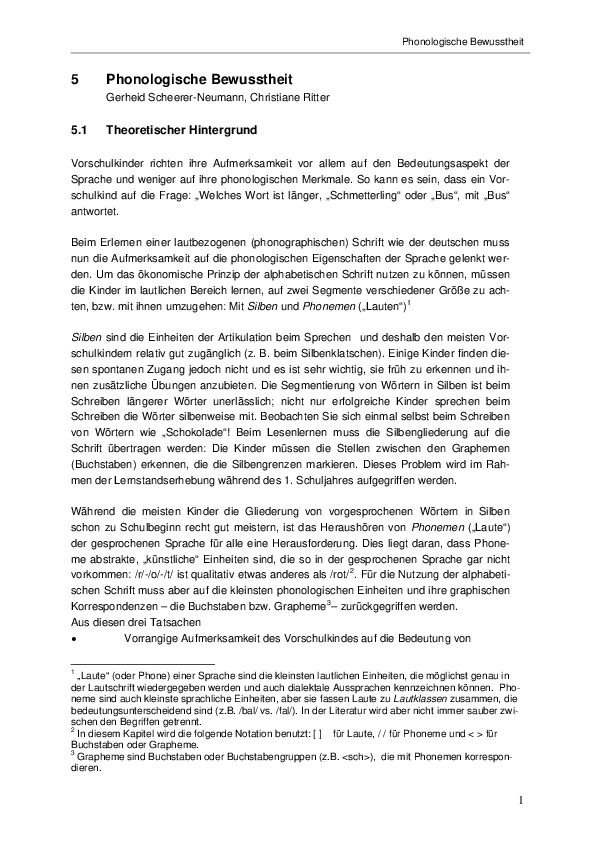 (PDF) 5 Phonologische Bewusstheit Gerheid ScheererNeumann Academia.edu