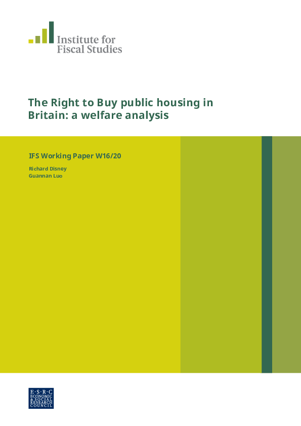 (PDF) The Right to Buy public housing in Britain: a welfare analysis