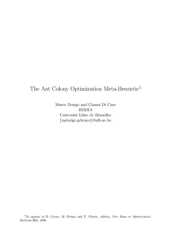 (PDF) The Ant Colony Optimization MetaHeuristic 1