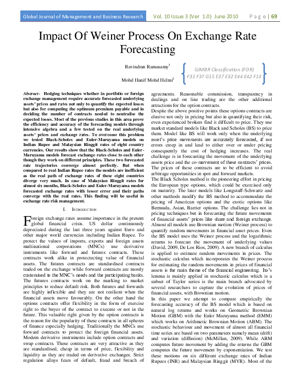(PDF) Impact Of Weiner Process On Exchange Rate Forecasting