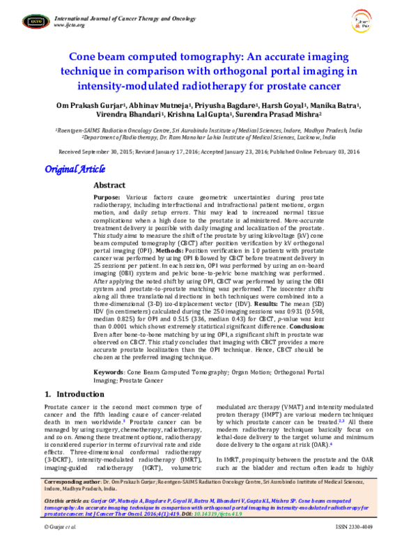 (PDF) Cone beam computed tomography: An accurate imaging technique in ...