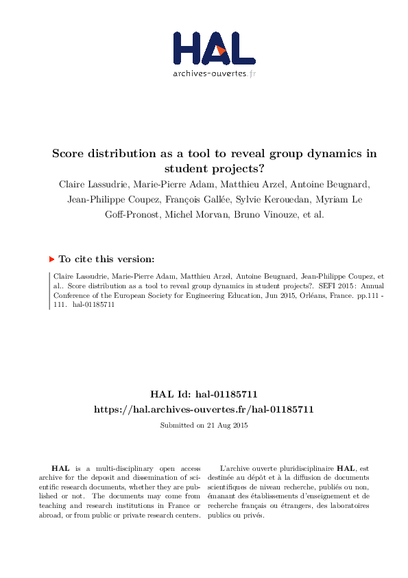 (PDF) Score distribution as a tool to reveal group dynamics in student ...