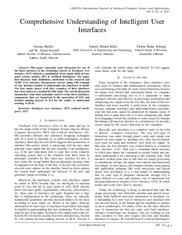 (PDF) Comprehensive Understanding of Intelligent User Interfaces