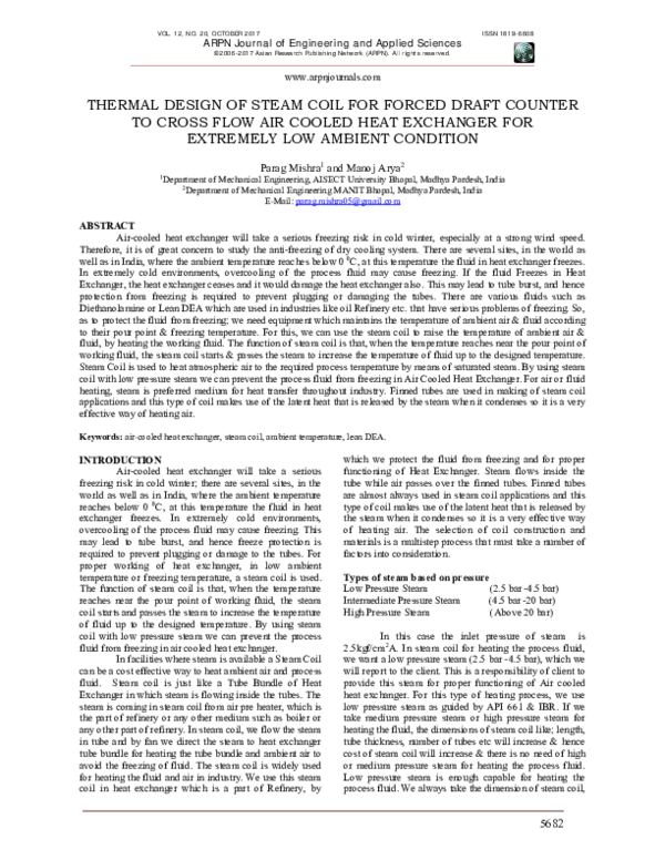 (PDF) Thermal Design of Steam Coil for Forced Draft Counter to Cross ...