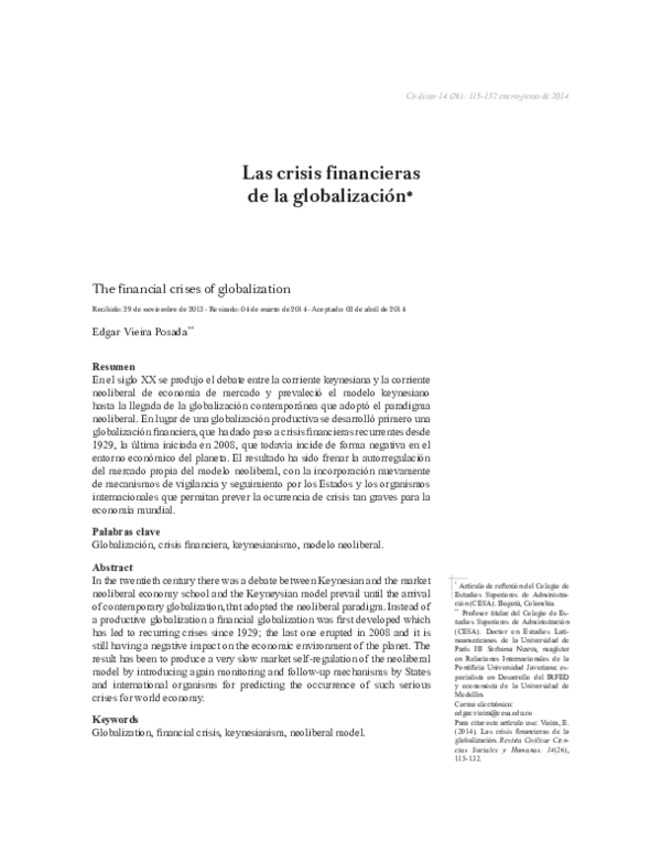 (PDF) The financial crises of globalization