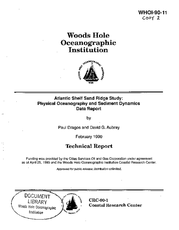 (PDF) Atlantic shelf sand ridge study : physical oceanography and ...