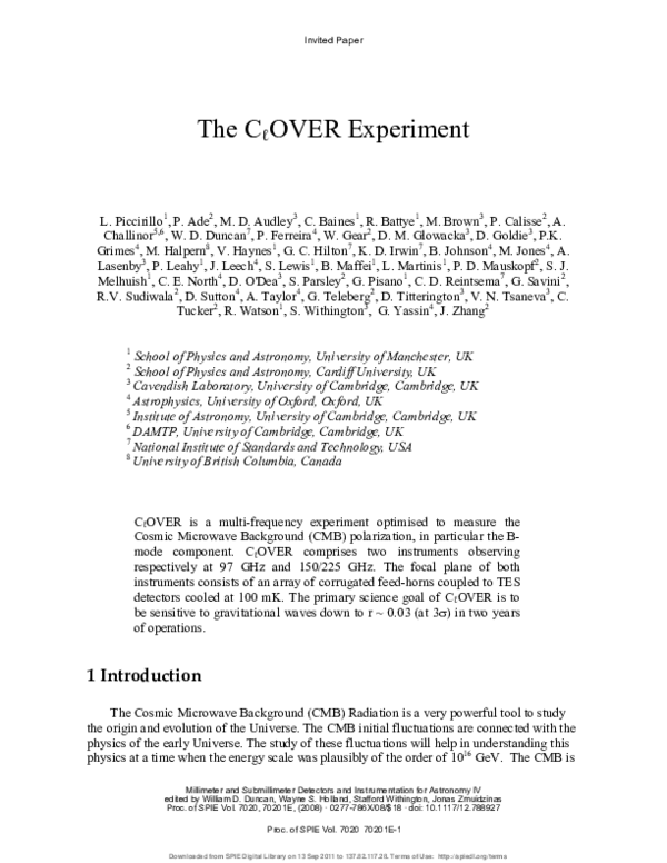 (PDF) The ClOVER Experiment