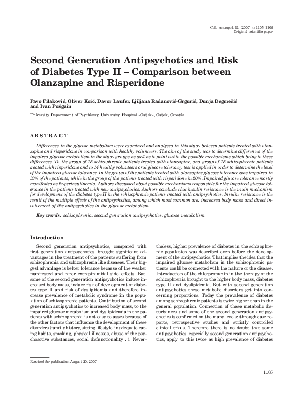 (PDF) Second generation antipsychotics and risk of diabetes type II ...
