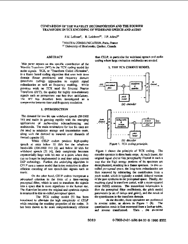 (PDF) Comparison of the wavelet decomposition and the Fourier transform ...