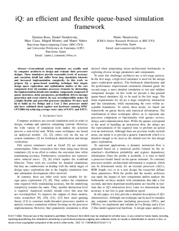 (PDF) iQ: An Efficient and Flexible Queue-Based Simulation Framework
