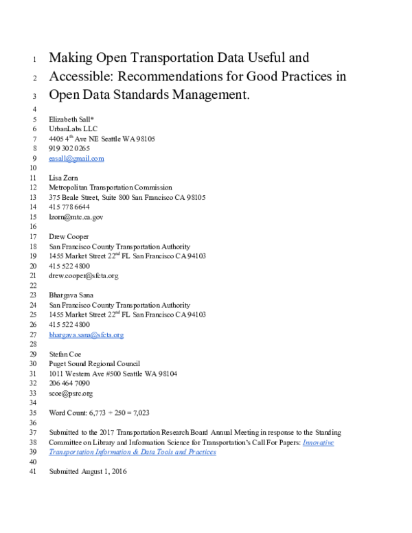 (PDF) Making Open Transportation Data Useful and Accessible ...