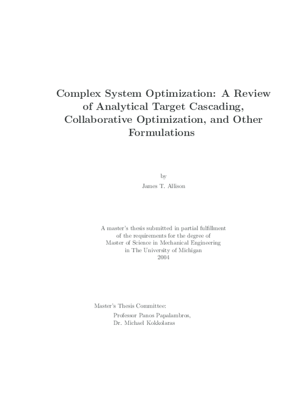 (PDF) Complex system optimization: A review of analytical target ...