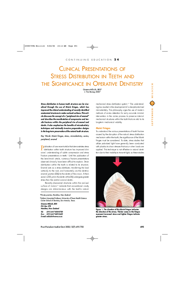(PDF) Clinical presentations of stress distribution in teeth and the ...