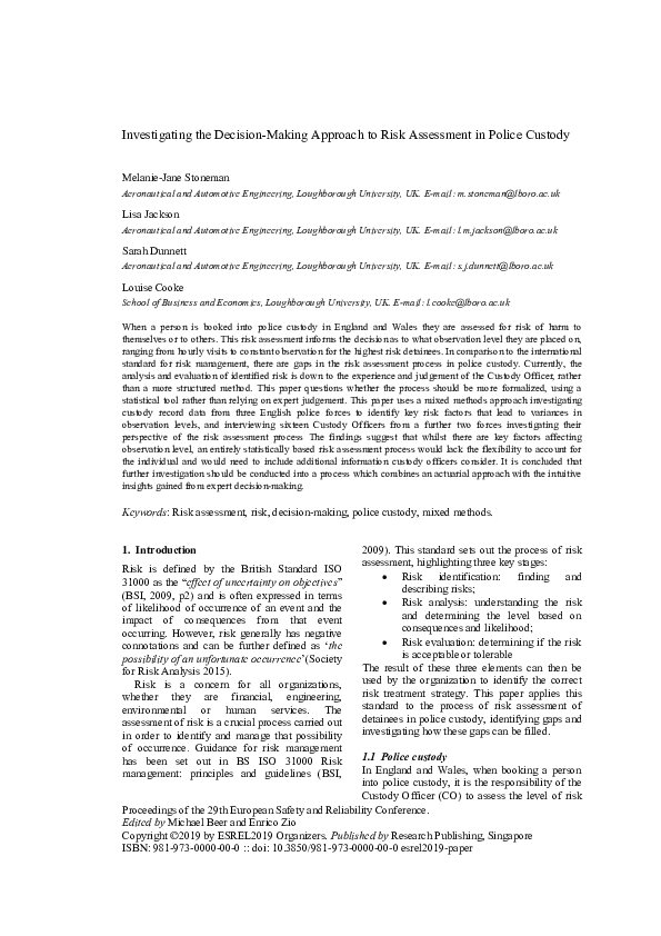 (PDF) Investigating the Decision-Making Approach to Risk Assessment in ...