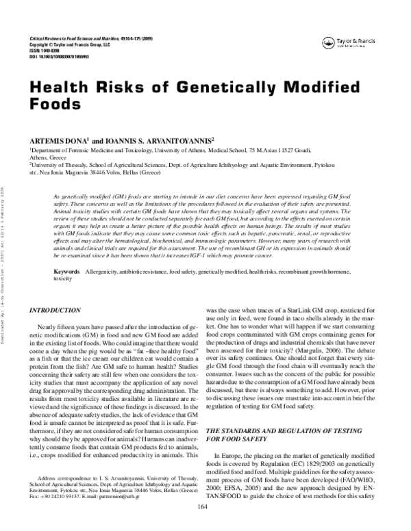 (PDF) Health Risks of Genetically Modified Foods