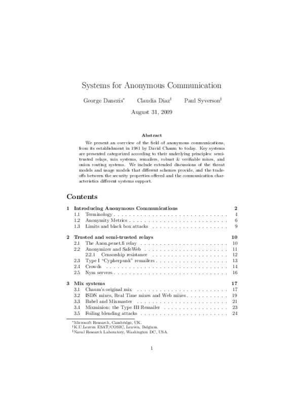 (PDF) Systems for anonymous communication