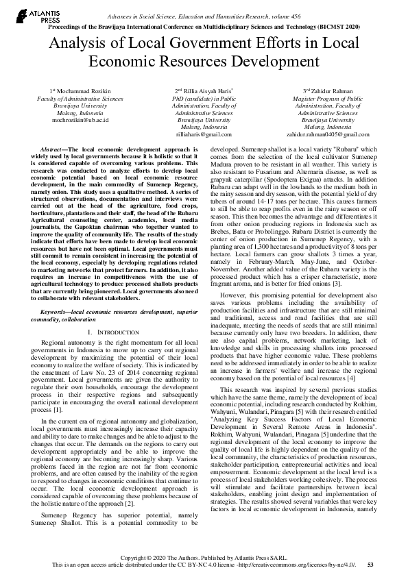 (PDF) Analysis of Local Government Efforts in Local Economic Resources ...