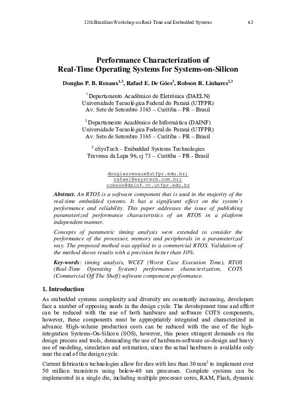 (PDF) Performance Characterization of Real-Time Operating Systems for ...