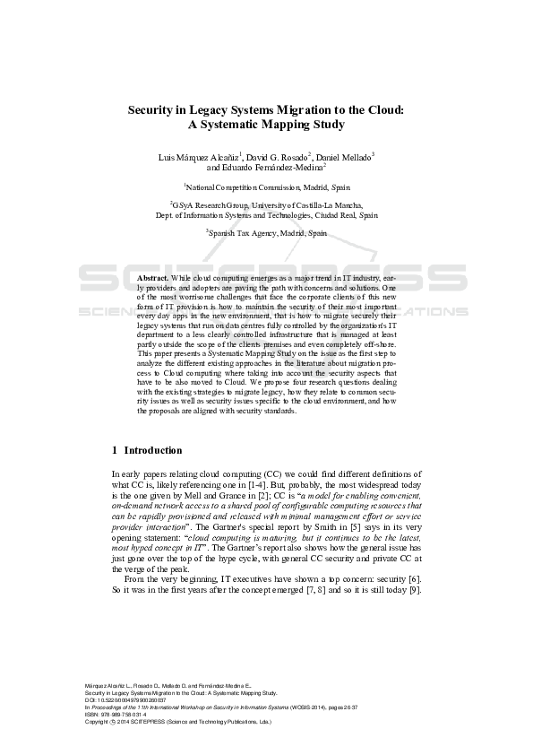 (PDF) Security in Legacy Systems Migration to the Cloud: A Systematic ...