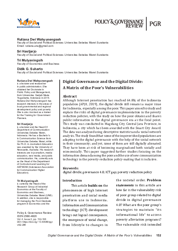 (PDF) Digital Governance and Digital Divide: A Matrix of the Poor's ...
