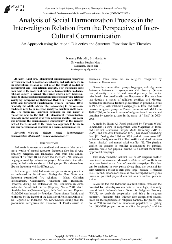 (PDF) Analysis of Social Harmonization Process in the Inter-religion ...