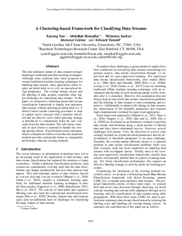 (PDF) A Clustering-based Framework for Classifying Data Streams