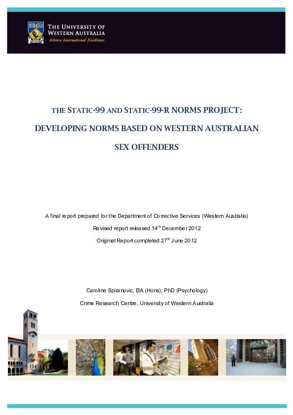 (PDF) The Static-99 and Satic-99-R Norms Project: Developing Norms ...