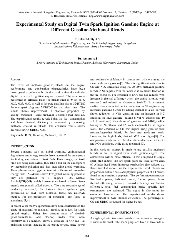 (PDF) Experimental study on digital twin spark ignition gasoline engine ...
