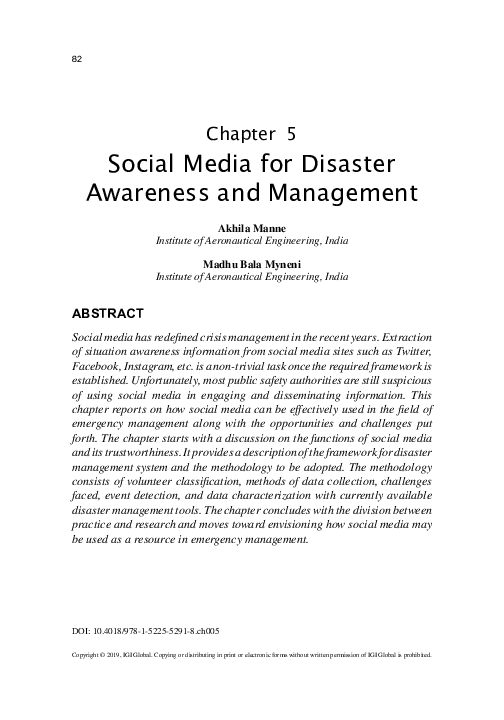 (PDF) Social Media for Disaster Awareness and Management