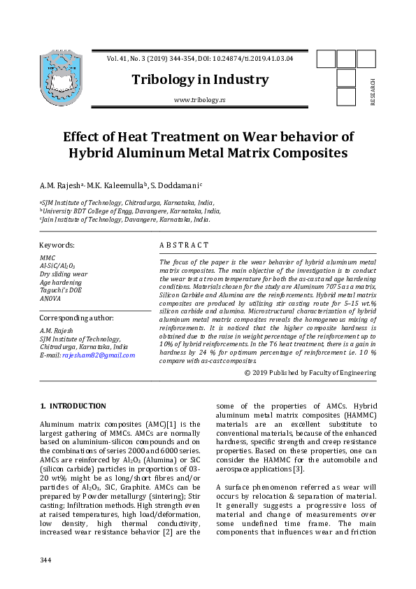 (PDF) Effect of Heat Treatment on Wear behavior of Hybrid Aluminum ...