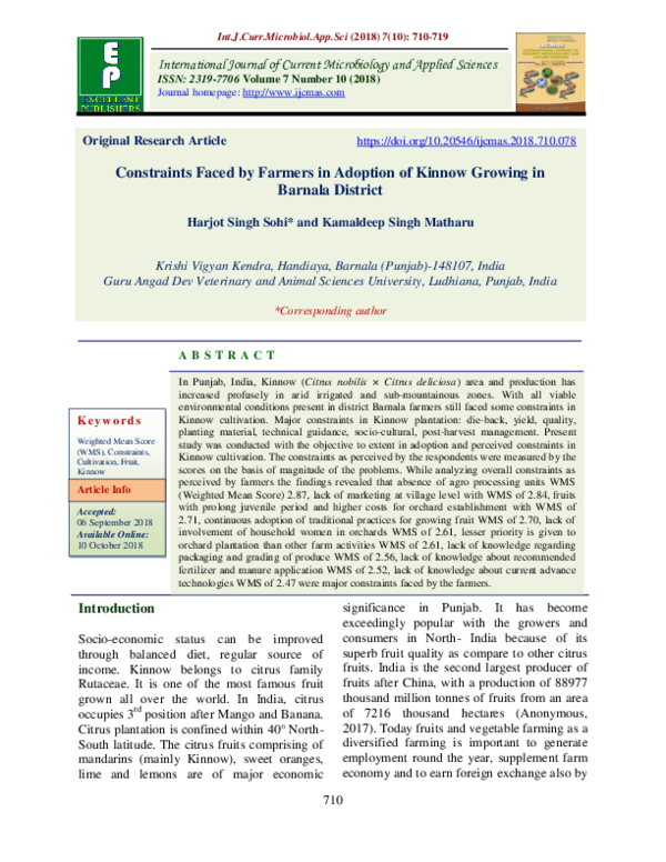 (PDF) Constraints Faced by Farmers in Adoption of Kinnow Growing in ...