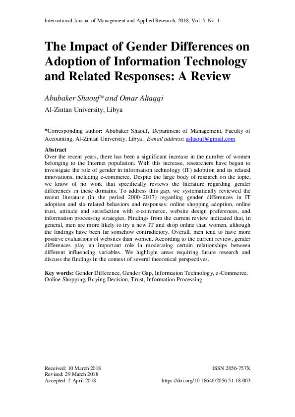 (PDF) The Impact of Gender Differences on Adoption of Information ...