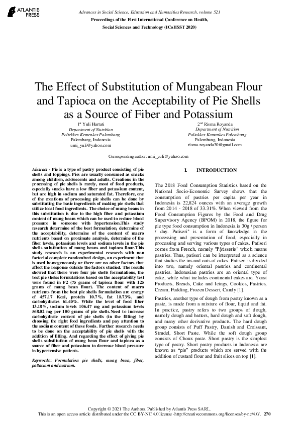 (PDF) The Effect of Substitution of Mungabean Flour and Tapioca on the ...