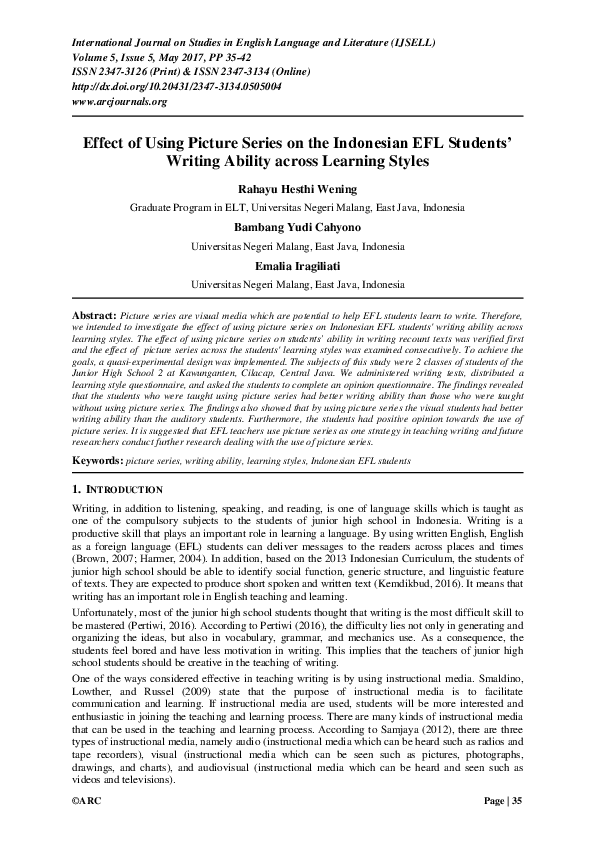 (PDF) Effect of Using Picture Series on the Indonesian EFL Students ...