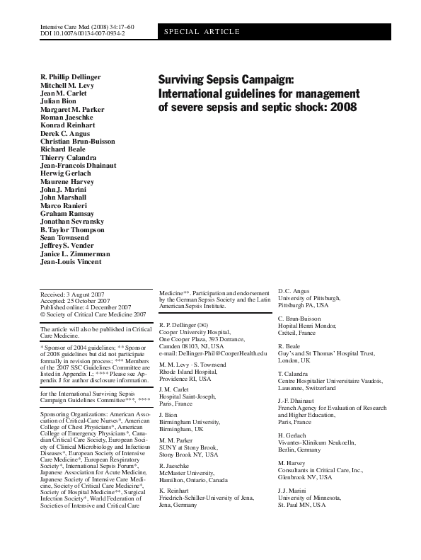 (PDF) Surviving Sepsis Campaign: International guidelines for ...