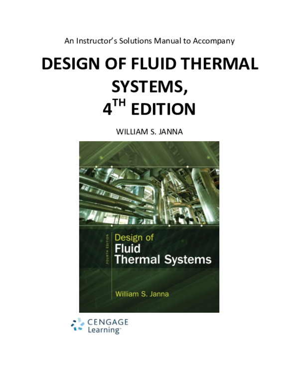 (PDF) Design of Fluid Thermal Systems by William S. Janna 4th Edition ...